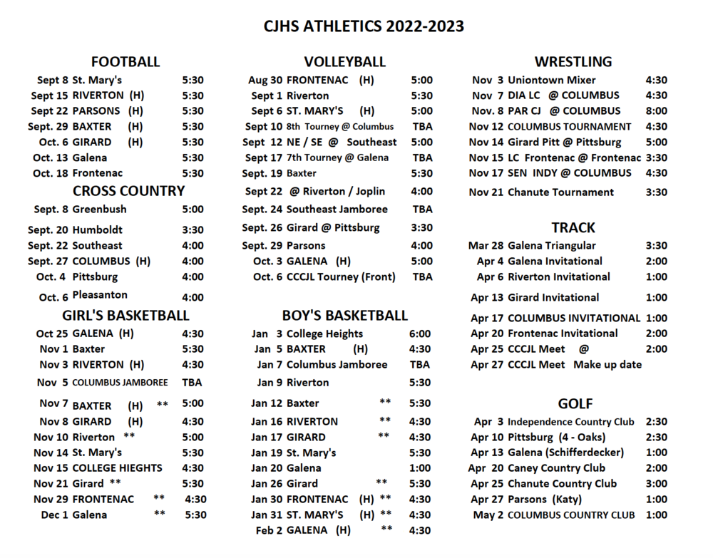 CJHS Athletics 22-23