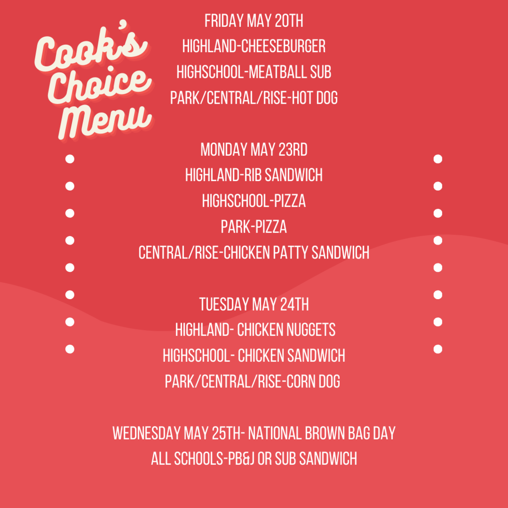 Cook's Choice Menu